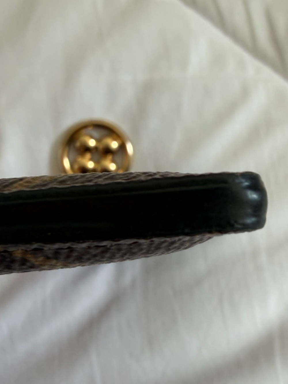 Louis Vuitton Brown Monogram Card Pouch with Pink Trim and Gold Charm-authentic - Picture 4 of 9